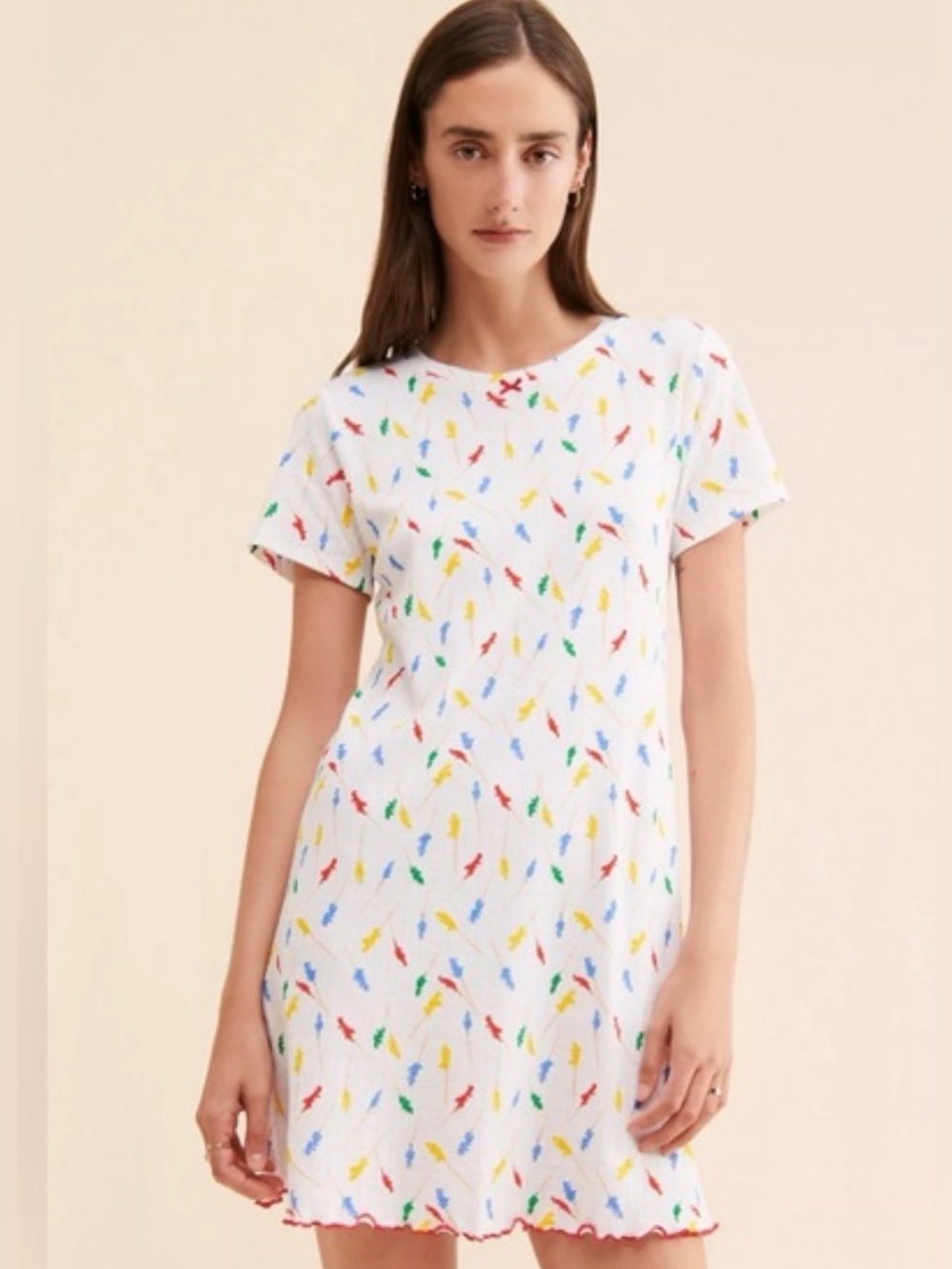 Rachel Antonoff Matchstick Print Knit Mini Dress XS Whimsical Novelty